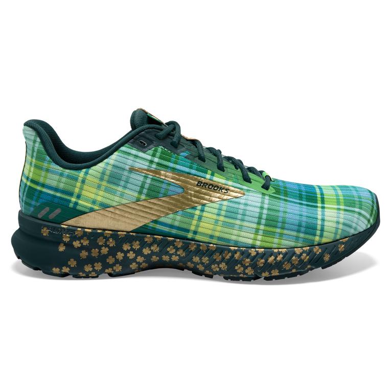 Brooks LAUNCH 8 Light Cushion Road Running Shoes Mens Sale - Fern Green/Metallic Gold/Deep Teal (FGK